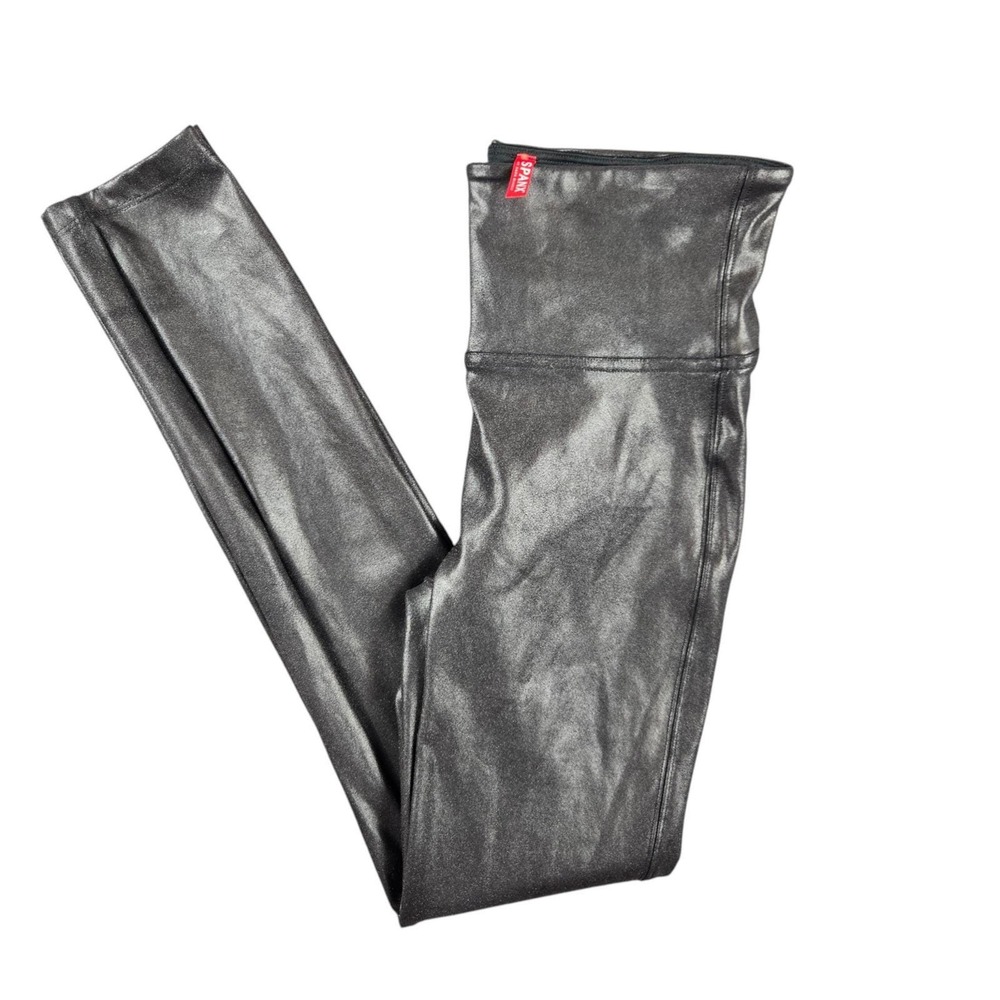 Spanx Faux Leather Leggings Womens Small Black High Waist Shaping Tummy Control
